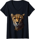 Womens Fingerprint Style Cheetah Dad Mom V Neck Apparel High Search Demand US Top Pick
