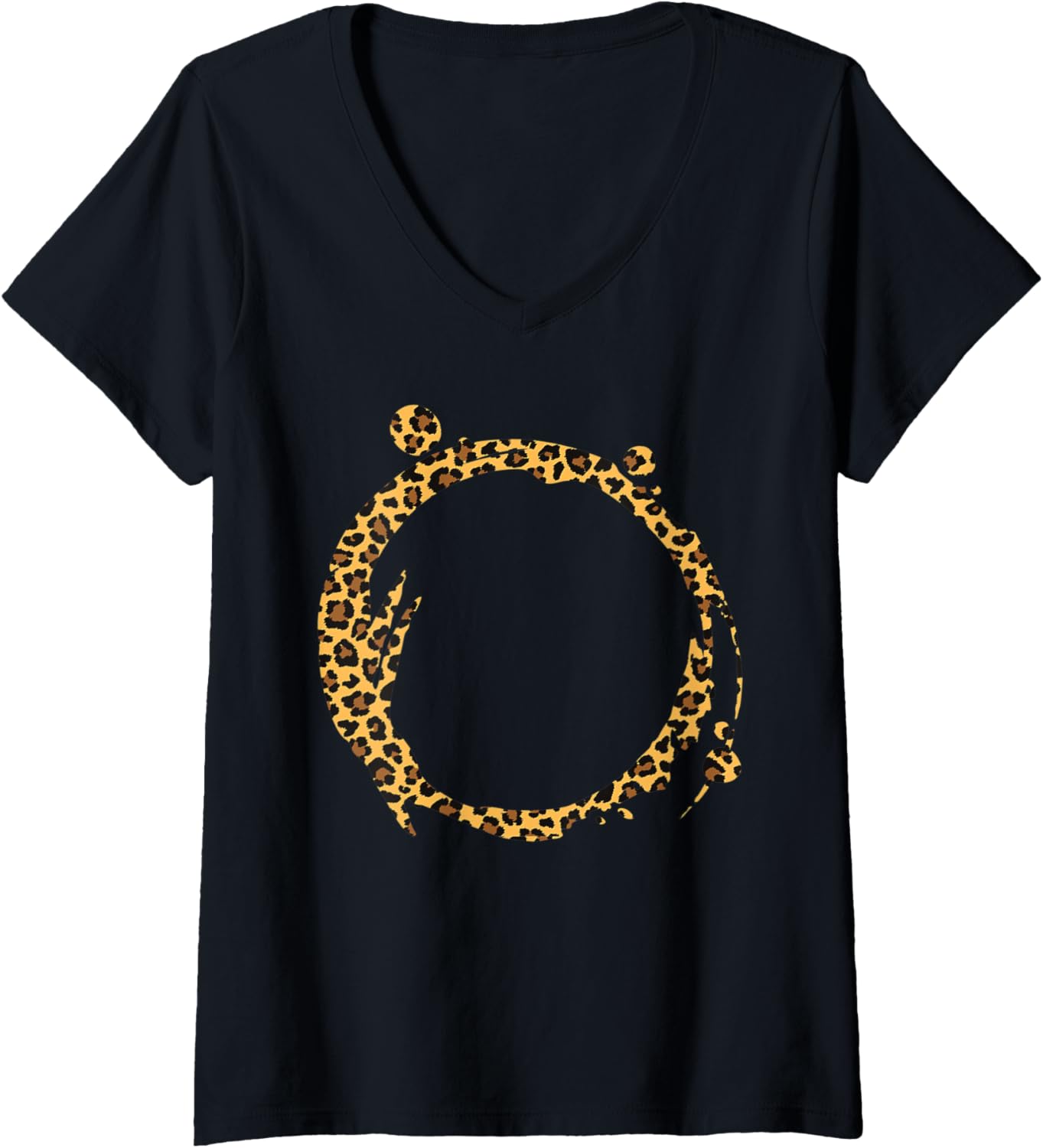 Womens Coffee Stain Cheetah Leopard Pattern V Neck Apparel Streetwear Style Hot Right Now