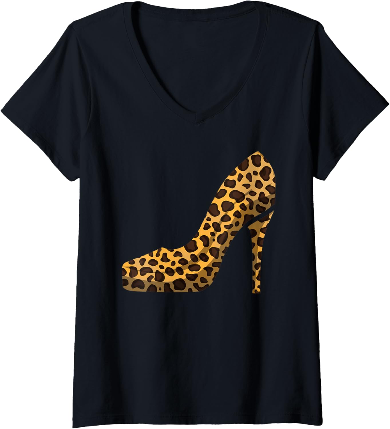 Womens Funny Leopard Animal Print High Heels Gift Women Stiletto V Neck Apparel Viral TikTok Find US Top Pick