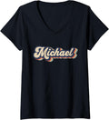 Mens Retro Vintage Michael Name Personalized V-Neck Apparel | Viral Streetwear Style