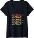 Womens Retro Michael Personalized, Michael Name, Boy Man Michael V-Neck Apparel | Trending 2025