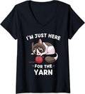 Womens Kawaii Cute Kitten Cat I'm Just Here For The Yarn V-Neck Yarn Supply | High Search Volume | Perfect for Crafters