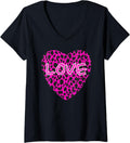 Womens Vintage Leopard Heart Cheetah Y2K Aesthetic Animal Print V Neck Apparel High Search Demand Gift Ready