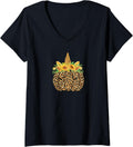 Womens Cute Unicorn Pumpkin Sunflower Cheetah Print Thanksgiving V Neck Apparel High Search Demand Best Seller Look