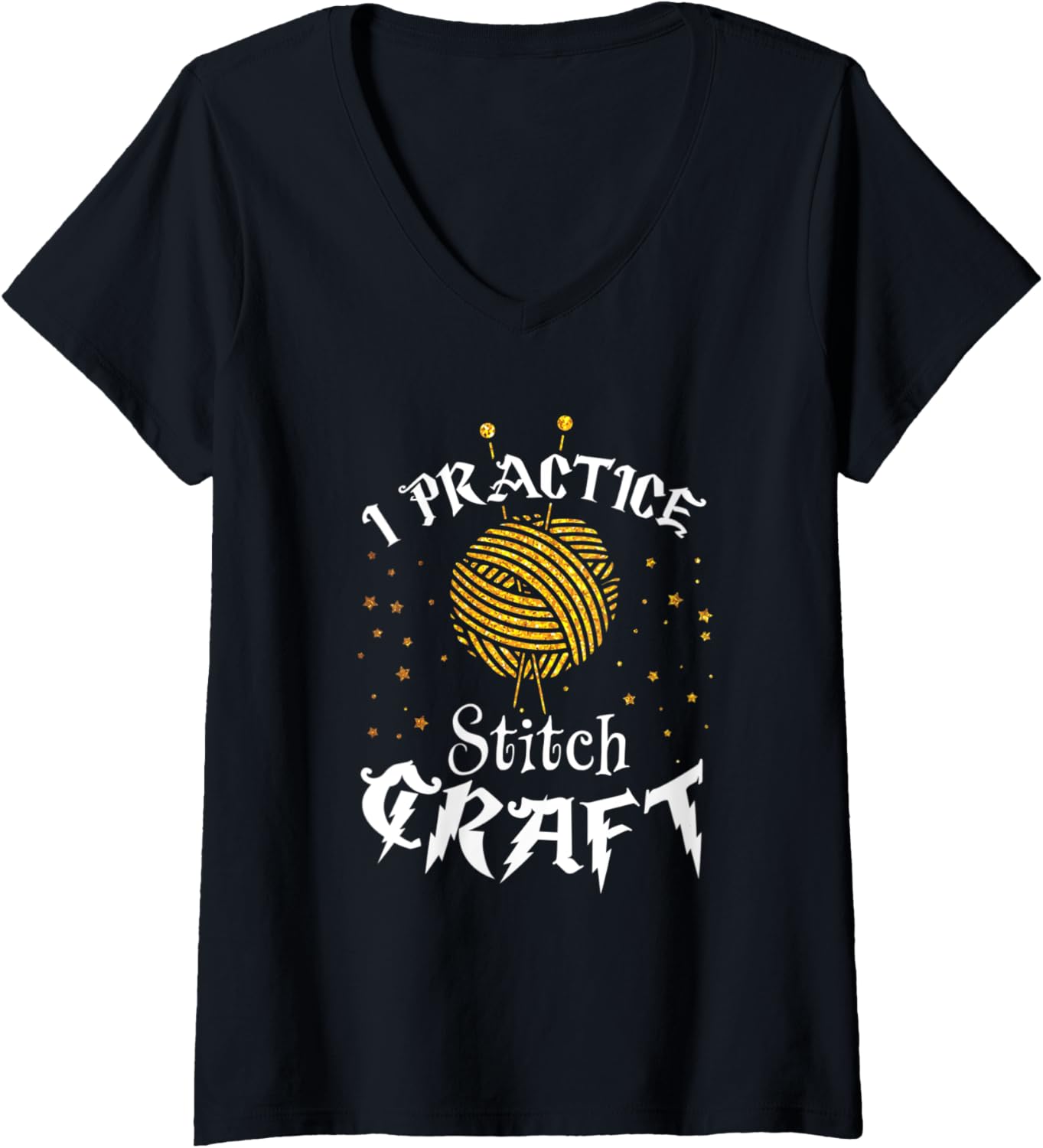Womens I Practice Stitch Craft - Yarn Knitting - Knitter's Gift V-Neck Yarn Supply | Viral US Pick | Customer Favorite