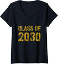 Womens Future Graduation CLASS of 2030 Leopard Print 5th Gr Girl V Neck Apparel High Search Demand Everyday Wear