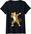 Womens Dabbing cheetah Dab Funny Gift idea for men women kids cute V Neck Apparel High Search Demand US Top Pick
