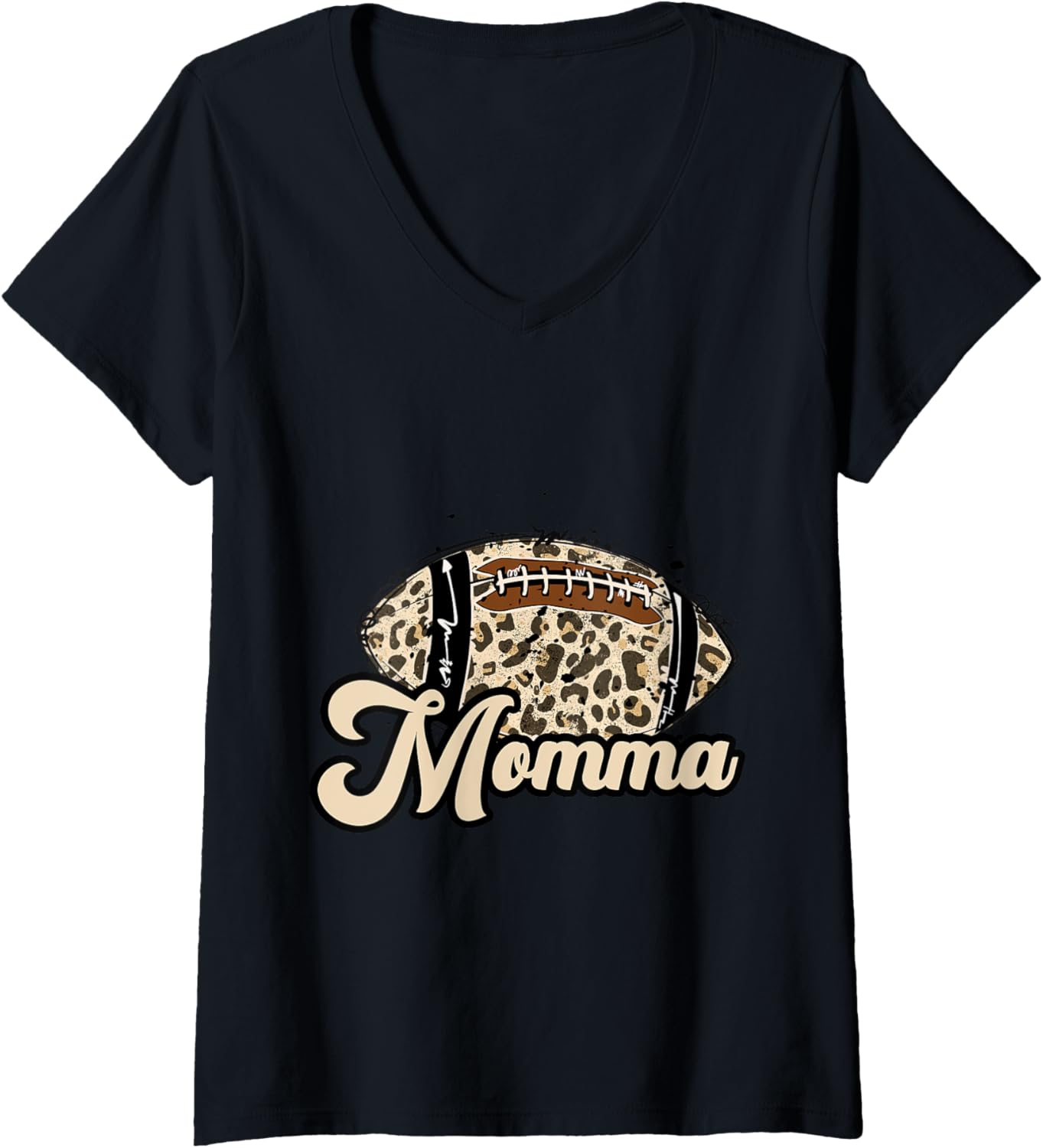 Football Momma Leopard Cheetah Print Ball Trendy Cute School V Neck Apparel Viral TikTok Find Best Seller Look
