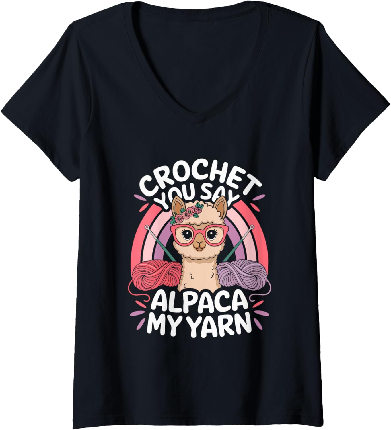 Womens Crochet, You Say Alpaca My Yarn V-Neck Yarn Supply | Top Rated | High CTR Title
