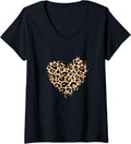 Womens Cute Animal Print Leopard Cheetah Leopard Heart V Neck Apparel Premium Print Fan Favorite