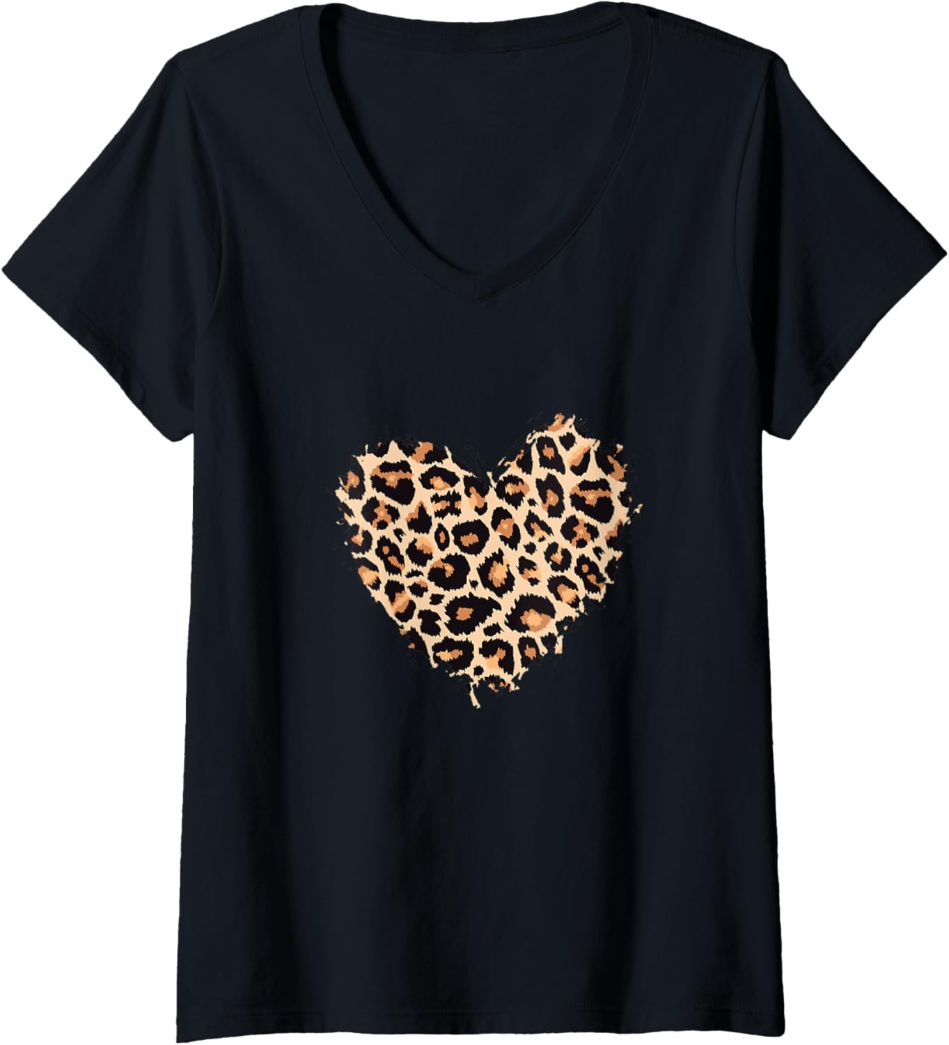 Womens Cute Animal Print Leopard Cheetah Leopard Heart V Neck Apparel Premium Print Fan Favorite
