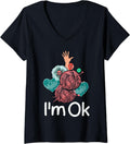 Crocheting Knitting Yarn Lover I'm Ok V-Neck Yarn Supply | Viral US Pick | Customer Favorite