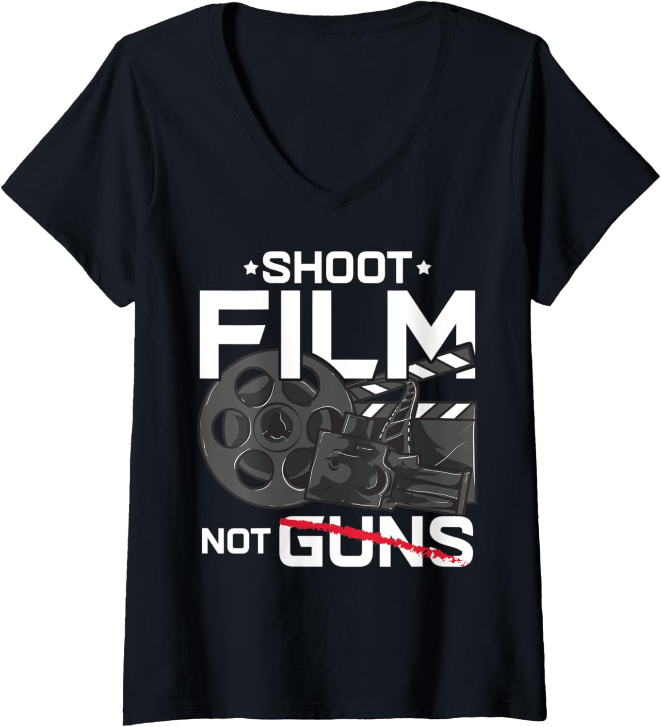 Womens Shoot Film Not Guns Peaceful Filmmaker Director V-Neck Apparel | Best Seller Pick | Must-Have Style