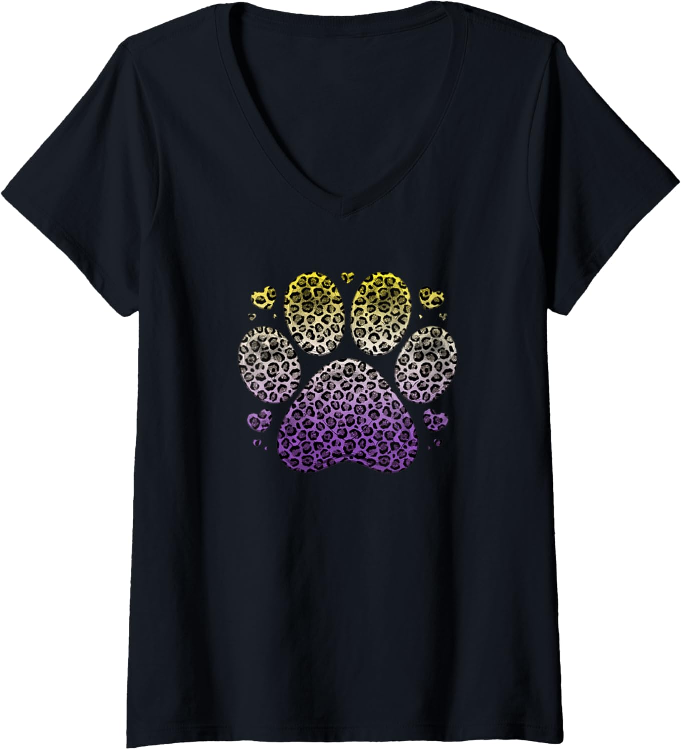 Womens Nonbinary Leopard Cat Paw Print Cheetah Pattern Enby NB V Neck Apparel Trending US Hot Right Now