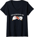Womens Easily Distracted by Yarn Knitting V-Neck Yarn Supply | Viral US Pick | Best Seller Choice