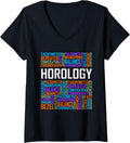 Womens Horology Words Horologist Watchmaker Expert Clock Maker V-Neck Apparel | Best Seller Pick | Comfort Daily Wear