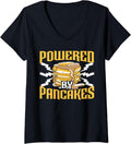 Womens Powered By Pancakes Food Lover Pancake Maker V-Neck Apparel | High Search Volume | Aesthetic Fit
