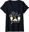 Womens Merry Christmas Gnomies Fun Cute Gnome Cheetah Animal Print V Neck Apparel Premium Print US Top Pick