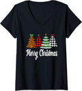 Womens Leopard Cheetah Print Christmas Tree Holiday V Neck Apparel Premium Print Gift Ready