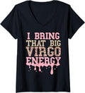 Womens Big Virgo Energy Women Cheetah Leopard Virgo Birthday Pink V Neck Apparel Streetwear Style Everyday Wear
