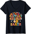 Womens Happiest Children On Earth Shirt, Family Trip Happiest Place V-Neck T-Shirt | Trending 2025 | Perfect Gift Choice