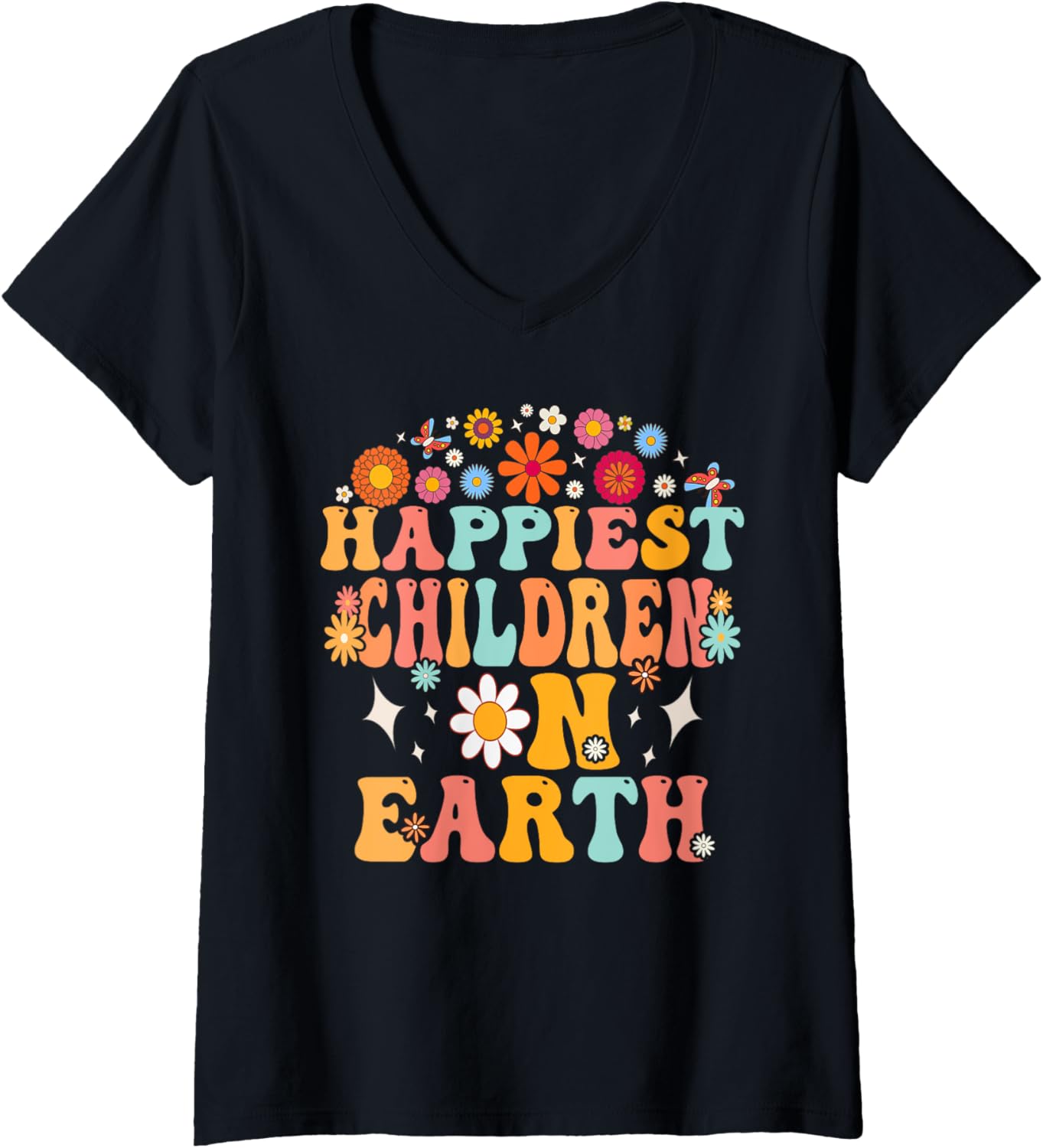 Womens Happiest Children On Earth Shirt, Family Trip Happiest Place V-Neck T-Shirt | Trending 2025 | Perfect Gift Choice
