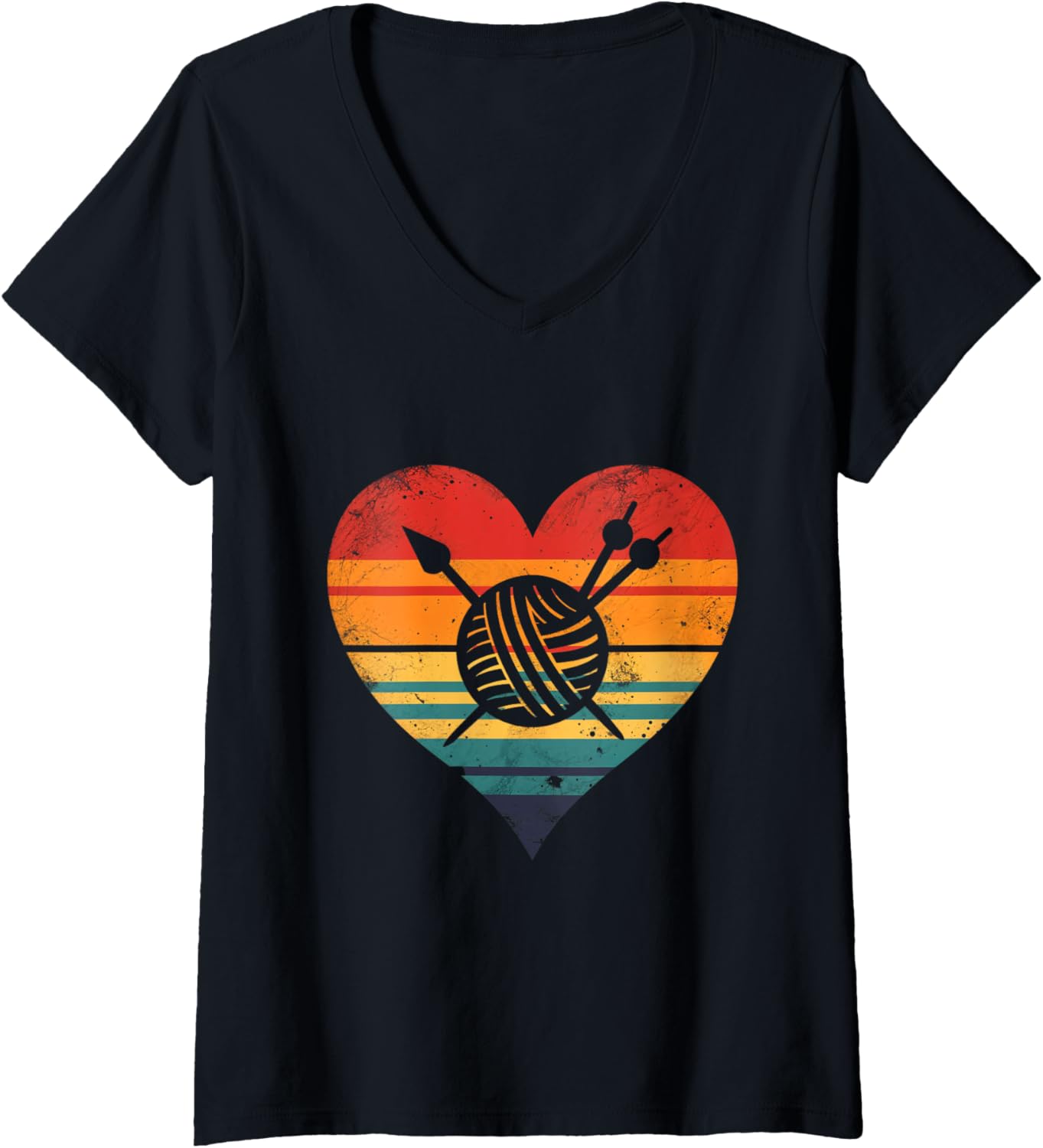 Womens Love Yarn Knitting Crochet Heart Nostalgic Crafts V-Neck Yarn Supply | High Search Volume | Best Seller Choice