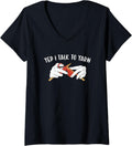 Womens Yep I Talk to Yarn Knitting V-Neck Yarn Supply | High Search Volume | Customer Favorite