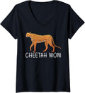 Womens Cool Cheetah Design For Mom Mother Cat Animal Cheetah Lover V Neck Apparel Trending US Best Seller Look