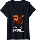 Womens Funny Dabbing Cheetah Bruh Bro Dab Meme Humor Animal Lovers V Neck Apparel Trending US US Top Pick