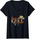 Womens Leopard Pumpkin Happy Fall Y all Thanksgiving Harvest Quote V Neck Apparel Premium Print Gift Ready