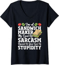 Womens Sarcasm Lover - Funny Hoagie Sandwich Sammich Sandwich Maker V-Neck Apparel | Trending 2025 | Aesthetic Fit