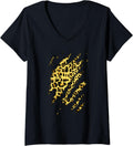 Womens Cheetah Pattern Print Animal Claws Safari Zoo Fake Ripped V Neck Apparel Trending US US Top Pick