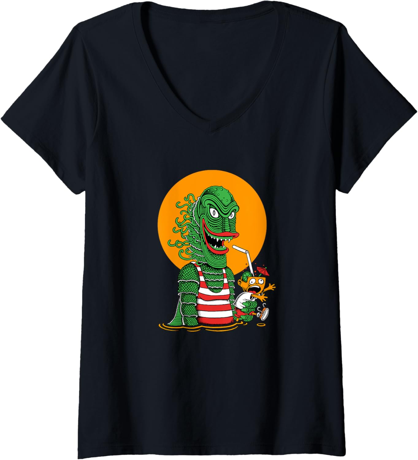 Womens Threadless Michael Jakobsen Creature Cocktail Graphic V-Neck Apparel | Premium Quality