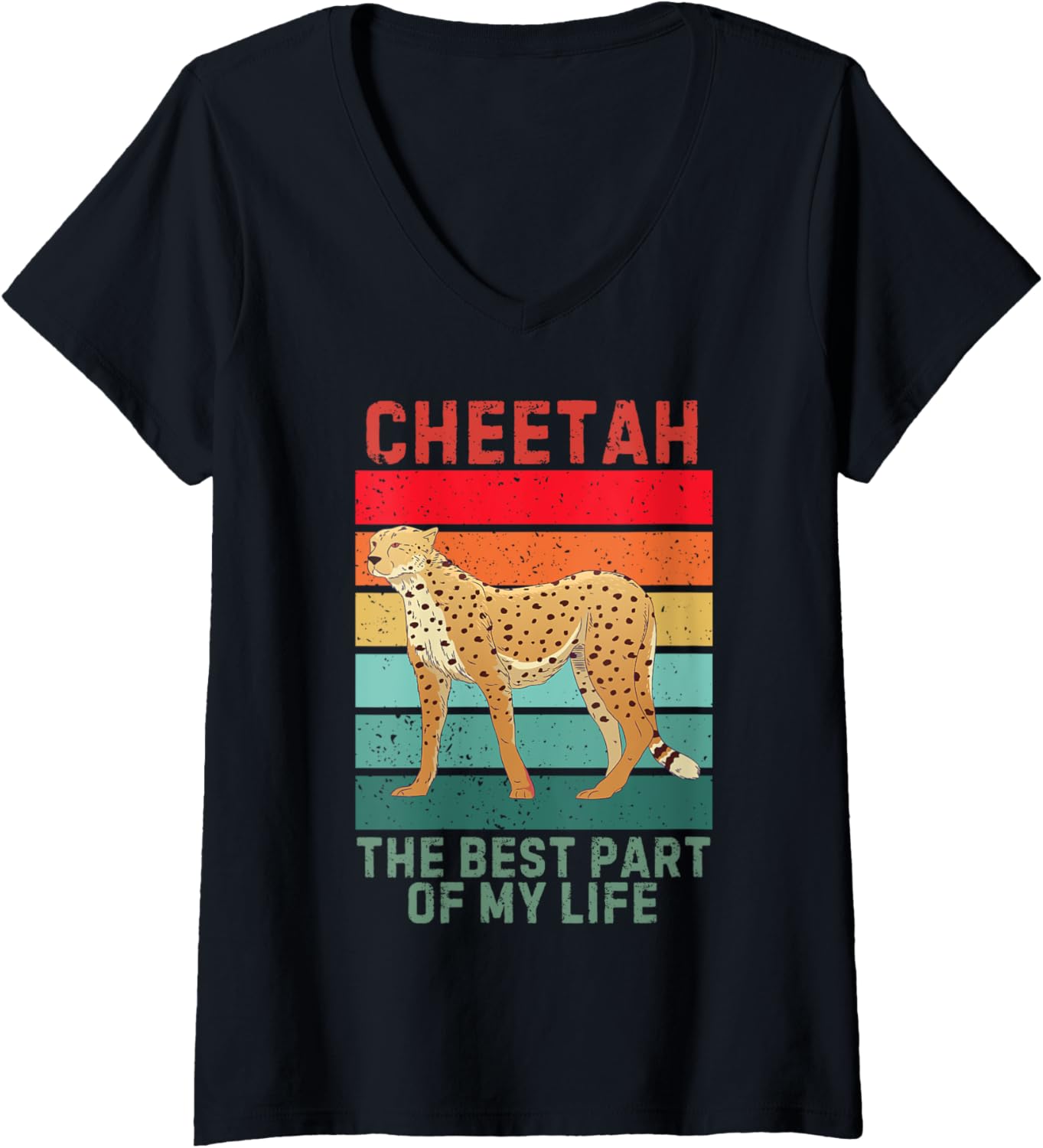 Womens Vintage Cheetah The Best Part Of My Life Retro Cheetah V Neck Apparel Premium Print Gift Ready