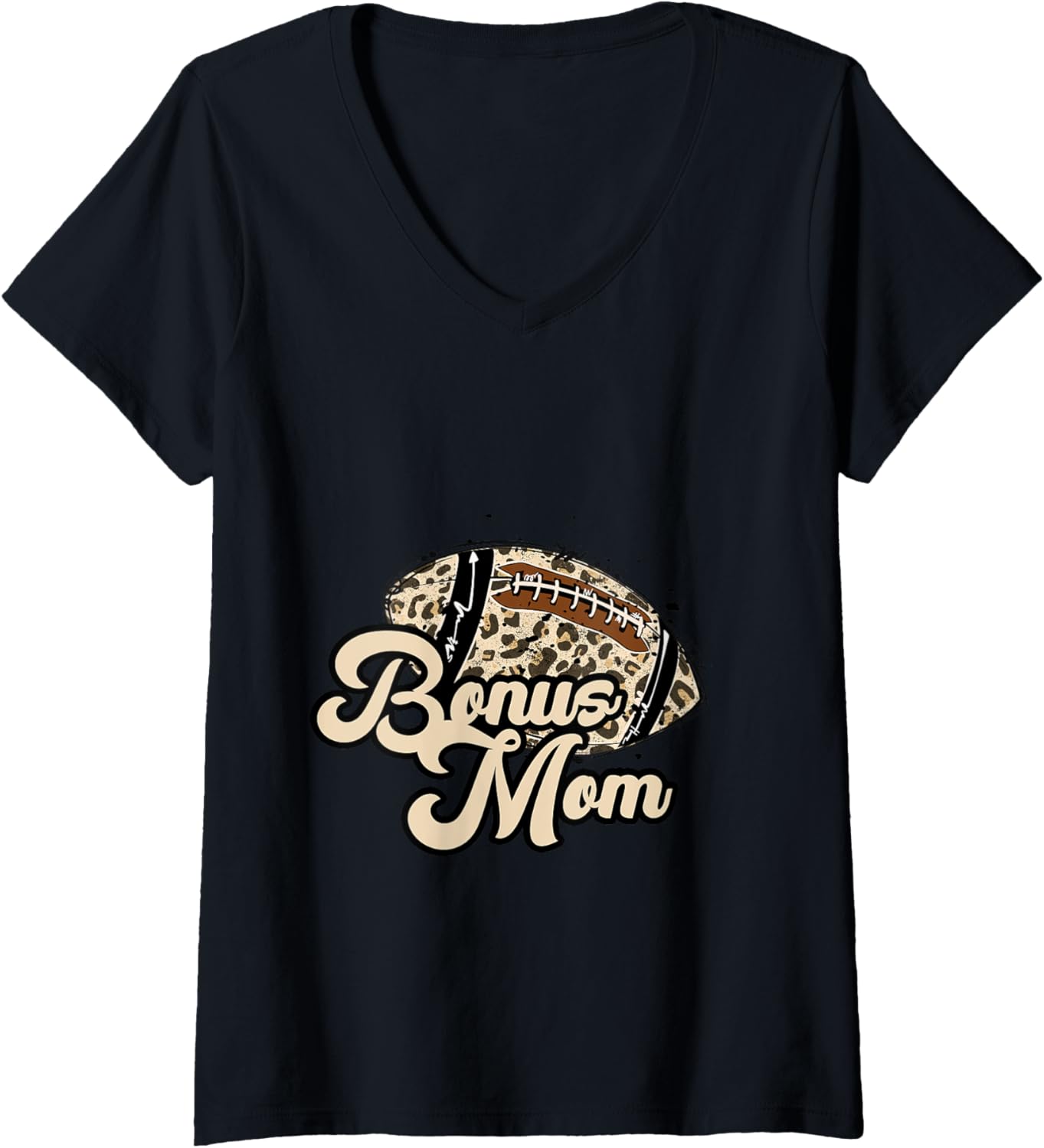 Football Bonus Mom Leopard Cheetah Print Ball Trendy Cute V Neck Apparel High Search Demand Hot Right Now