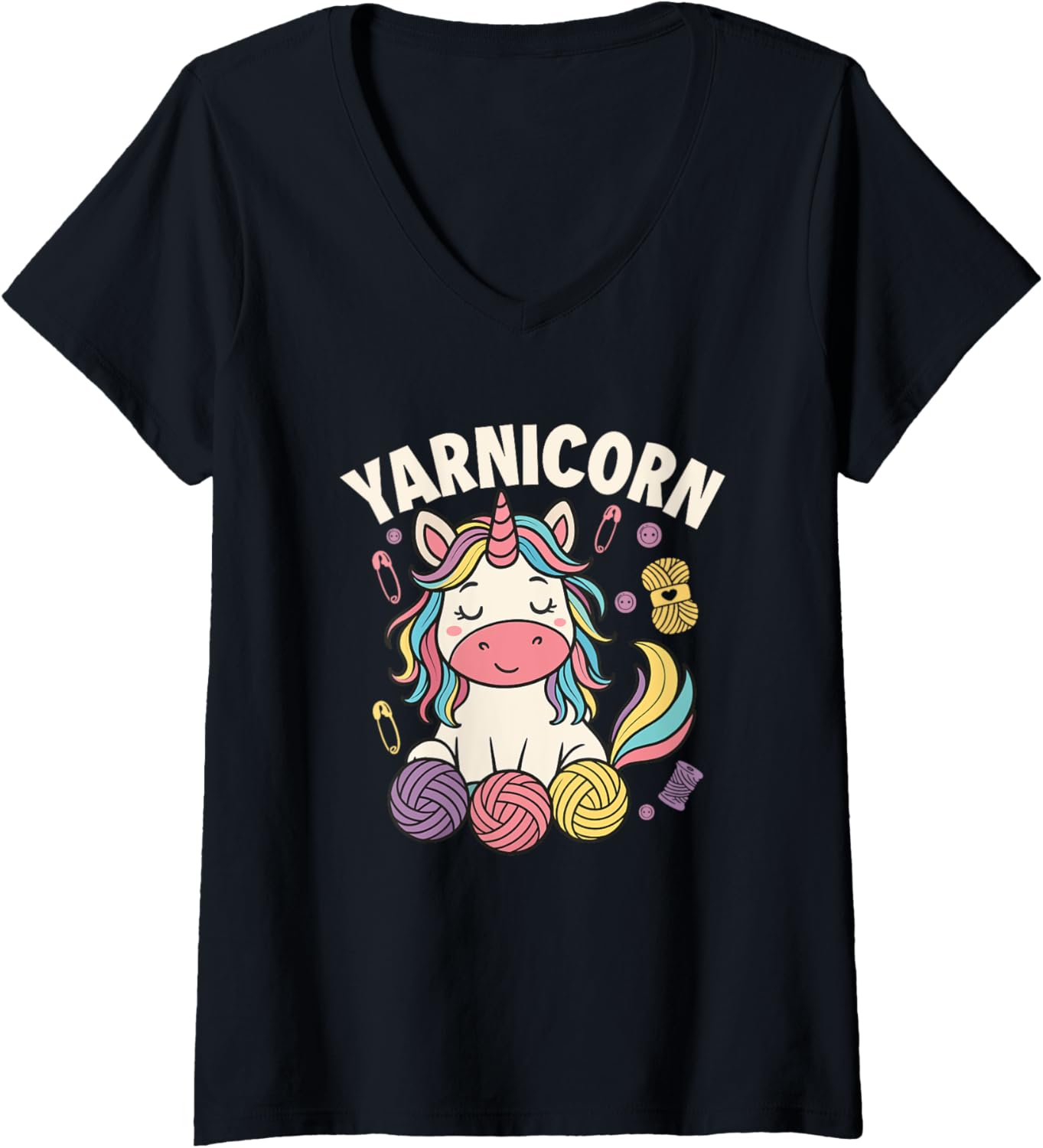 Womens Yarnicorn Cute Knitting Unicorn Yarn V-Neck Yarn Supply | Viral US Pick | High CTR Title