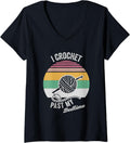 Womens I Crochet Past My Bedtime Yarn Hobby V-Neck Yarn Supply | High Search Volume | Best Seller Choice