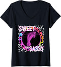 Womens Cute Manatee 90s Nostalgia Rainbow Leopard Print Tropical V Neck T Shirt High Search Demand Everyday Wear