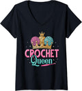 Womens Crochet queen crocheting crochet yarn women girls V-Neck Yarn Supply | Viral US Pick | Best Seller Choice