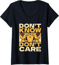 Womens Funny Cheetah Big African Cat Dont Know Dont Care V Neck Apparel Streetwear Style Everyday Wear