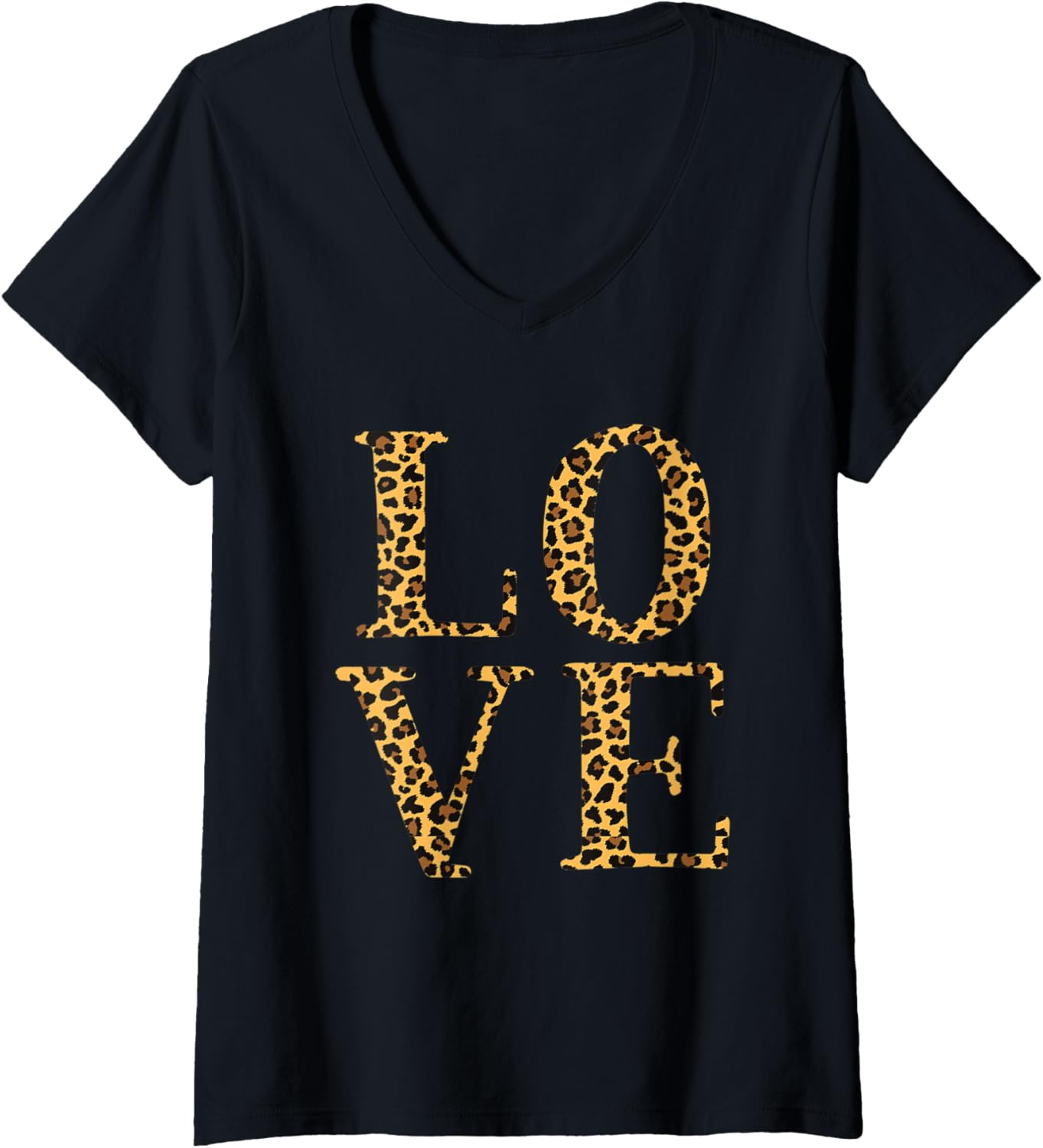 Womens Love Cheetah Print Leopard Love V Neck Apparel Comfort Fit Best Seller Look
