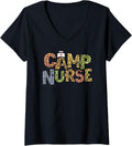 Womens Funny CAMP NURSE Leopard Print Summer Campground Medical V Neck Apparel High Search Demand Everyday Wear