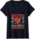 Womens Knitting So I Don't Unravel Heart Yarn Art V-Neck Yarn Supply | Top Rated | High CTR Title