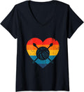 Womens Love Yarn Knitting Crochet Heart Retro Colors Yarn Knitter V-Neck Yarn Supply | Trending 2025 | Customer Favorite