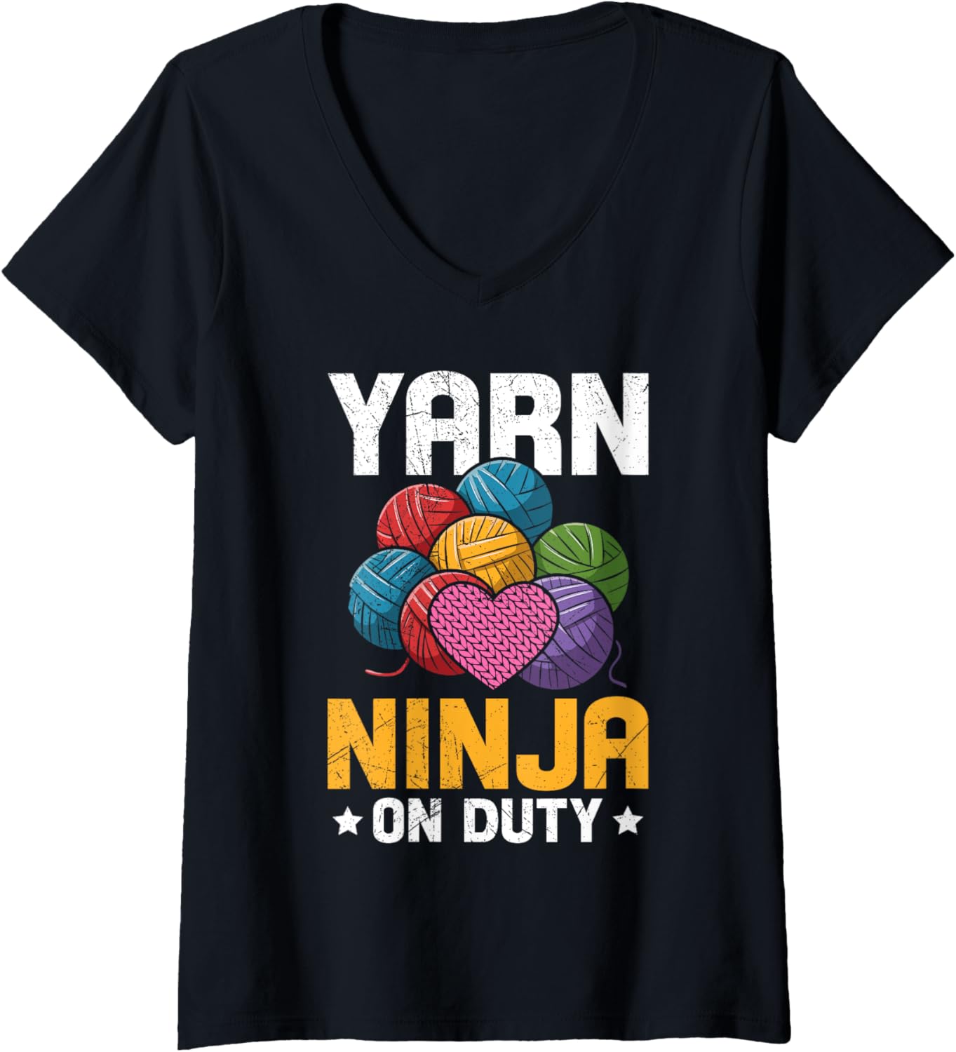 Womens Yarn Collection YARN NINJA ON DUTY Funny Yarn Collector V-Neck Yarn Supply | Premium Quality | Customer Favorite