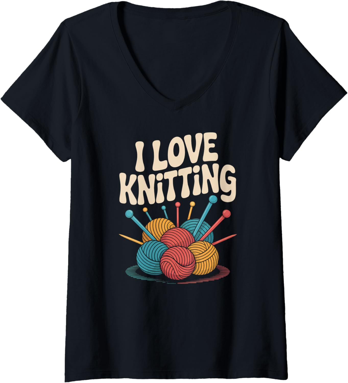 Womens I Love Knitting Yarn Enthusiast Fun V-Neck Yarn Supply | Premium Quality | Best Seller Choice
