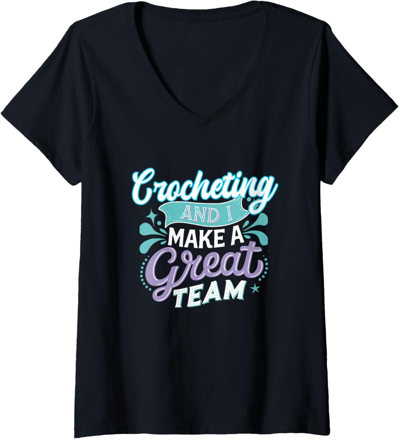 Womens Crocheting and I Make a Great Team for Funny Yarn Lovers V-Neck Yarn Supply | Top Rated | Customer Favorite