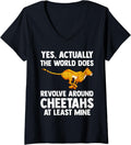 Womens The world does revolve around Cheetahs Cheetah V Neck Apparel Premium Print Best Seller Look