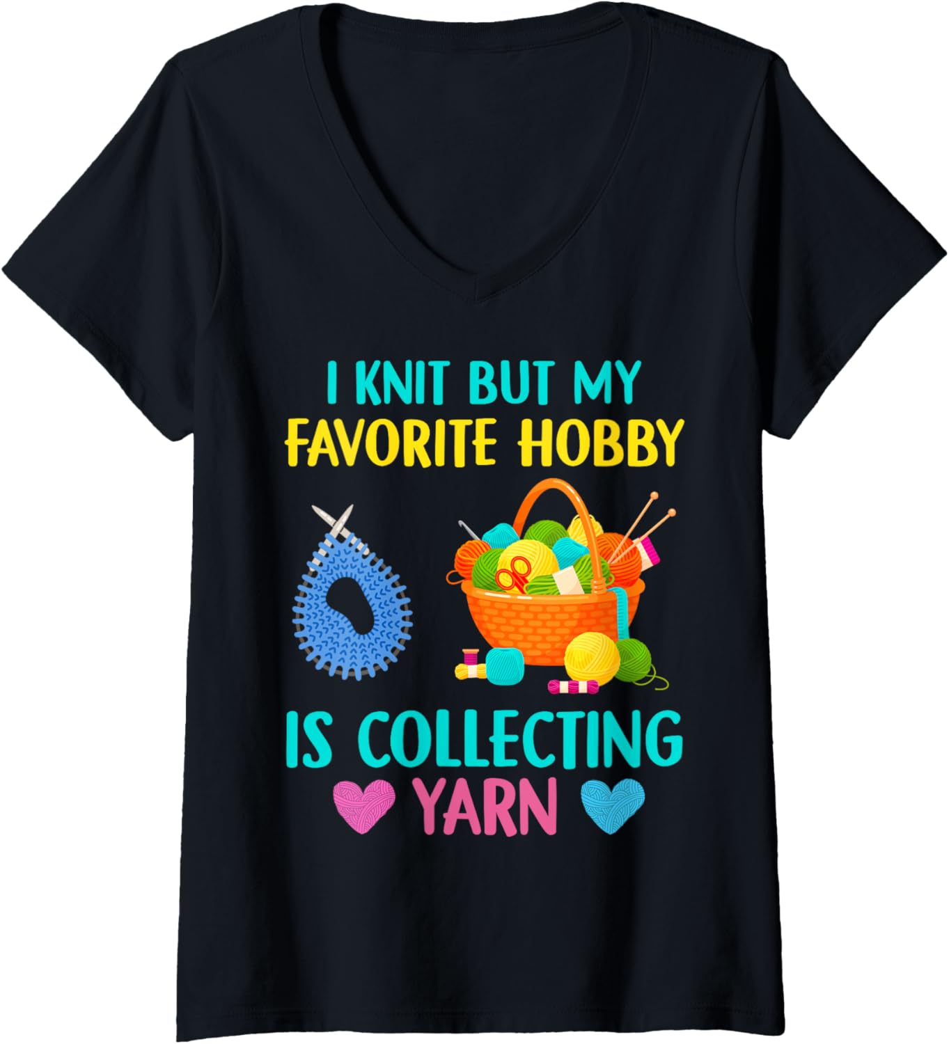 Womens Funny Crochet Yarn Lover Favorite Hobby Is Collecting Yarn V-Neck Yarn Supply | Trending 2025 | Best Seller Ch...